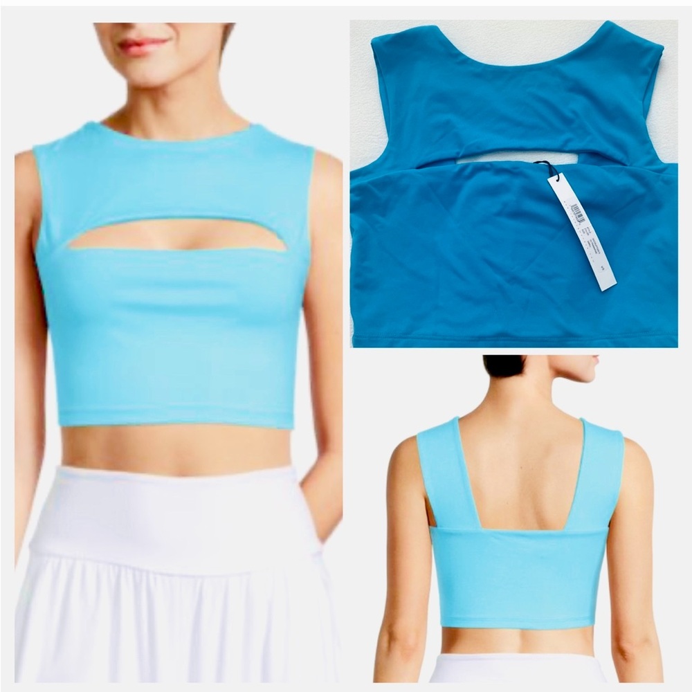Susana Monaco Revolve Cutout Front Slit Crop Top Ultramarine Blue Size Medium